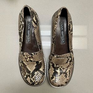 Vintage 90s Via Spiga Snake Skin Loafers